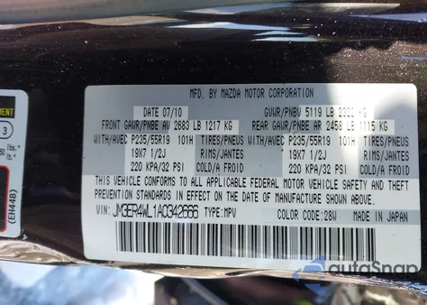 2010 Mazda Cx-7 S Grand Touring from USA, damaged, VIN JM3ER4WL1A0342666